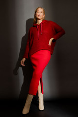 Burgundy Fluffy Hoodie Jumper
