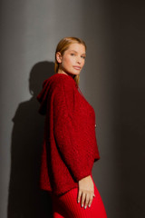 Burgundy Fluffy Hoodie Jumper
