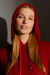 Burgundy Fluffy Hoodie Jumper