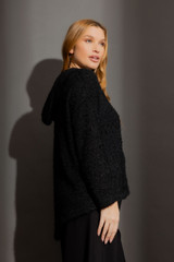 Black Fluffy Hood Cardi