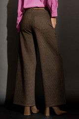 Brown Check Pintuck Culotte