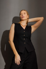 Black Ponte Tailored Vest