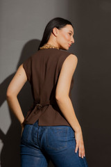 Mocha Ponte Tailored Vest