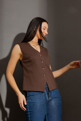 Mocha Ponte Tailored Vest