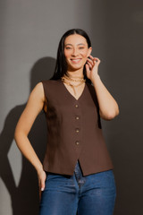 Mocha Ponte Tailored Vest