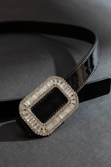 Black Baguette Diamante Belt