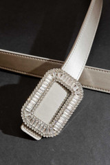 Pewter Baguette Diamante Belt