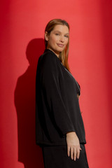 Black Silky Piped Shirt