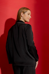 Black Silky Piped Shirt