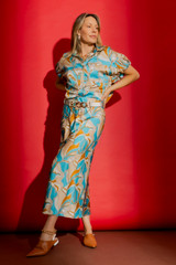 Aqua Silky Bias Skirt