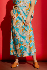 Aqua Silky Bias Skirt