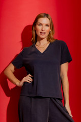 Washed Navy V-Neck Tee
