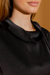 Black Silky Cowl Neck Top