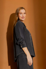 Black Washed Tencel Cargo Shirt