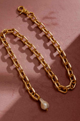 Gold Baroque Long Pearl Necklace