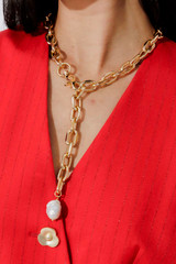 Gold Baroque Long Pearl Necklace