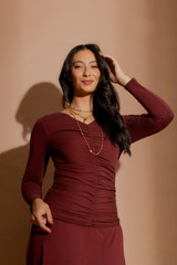 Burgundy Tencel Ruched Top