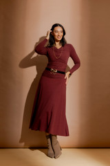 Burgundy Tencel Ruched Top