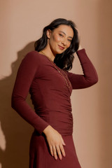 Burgundy Tencel Ruched Top
