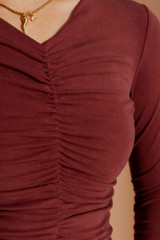 Burgundy Tencel Ruched Top