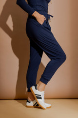 Navy Tencel Slouch Pant