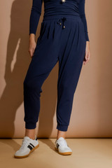 Navy Tencel Slouch Pant