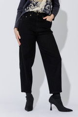 Black Denim Barrel Jean