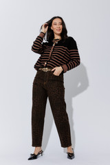 Brown Animal Barrel Jean