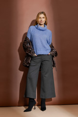Cornflower Fluffy Roll Neck Jumper