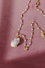 Gold Pearl Long Necklace