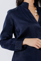 Navy Cupro Blogger Shirt