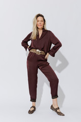 Chocolate Embossed Slouch Pant
