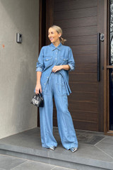 Mid Denim Tencel Cargo Pant