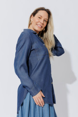 Dark Denim Tencel Bustier Shirt