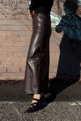 Coffee Faux Leather Skirt