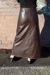 Coffee Faux Leather Skirt