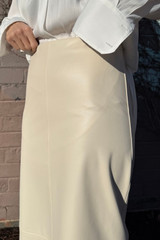 Chalk Faux Leather Skirt