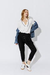White Piped Collar Blogger Shirt