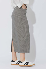 Black/White Lurex Belted Midi Skirt