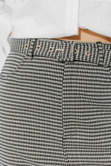 Black/White Lurex Belted Midi Skirt
