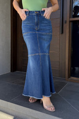 Mid Denim Flippy Skirt
