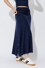 Navy Tencel Stud Skirt