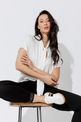 White Silky Tie Blogger Shirt