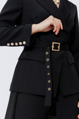 Black Euro Belted Sisca Blazer