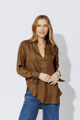 Mocha Silky Milan Blogger Shirt