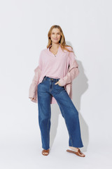 Pale Pink Luxury Longline Milan Blogger Shirt