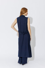 Navy Linen Trench Vest