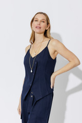 Navy Linen Bustier Cami