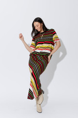 Red/Yellow Stripe Bias Skirt