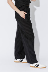 Black Stripe Cleo Belted Pant